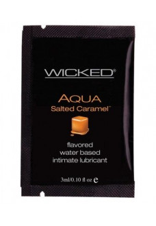 Лубрикант со вкусом соленой карамели Wicked Aqua Salted Caramel - 3 мл.