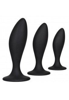 Набор из трех черных анальных пробок Silicone Anal Curve Kit