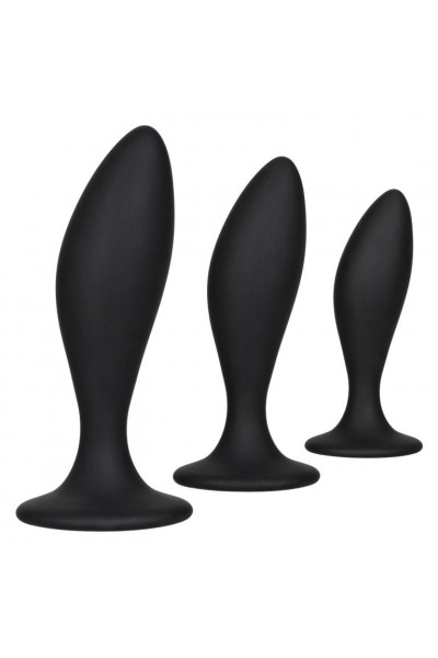 Набор из трех черных анальных пробок Silicone Anal Curve Kit