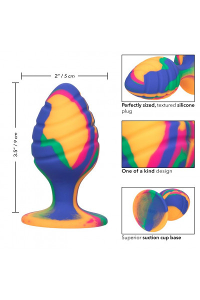 Яркая анальная пробка Cheeky Large Swirl Tie-Dye Plug - 9 см.