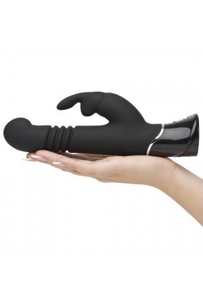 Черный хай-тек вибратор Greedy Girl Thrusting Rabbit Vibrator - 22,8 см.