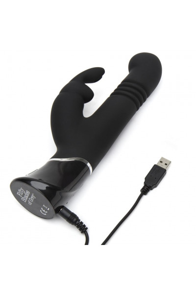 Черный хай-тек вибратор Greedy Girl Thrusting Rabbit Vibrator - 22,8 см.