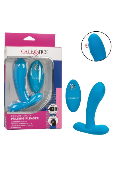 Голубой массажер простаты Silicone Remote Pulsing Pleaser - 11,5 см.