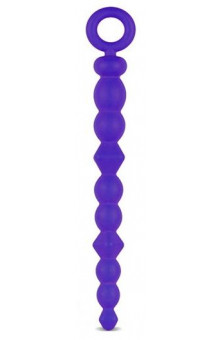 Синяя силиконовая анальная цепочка SILICONE BEADS INDIGO - 24,6 см.