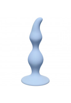 Голубая анальная пробка Curved Anal Plug Blue - 12,5 см.