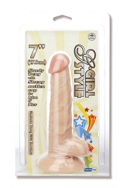 Телесный фаллоимитатор на присоске G-GIRL STYLE 7INCH DONG WITH SUCTION CAP - 17,8 см.