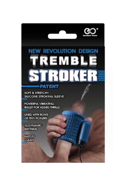 Синий вибромастурбатор TREMBLE STROKER