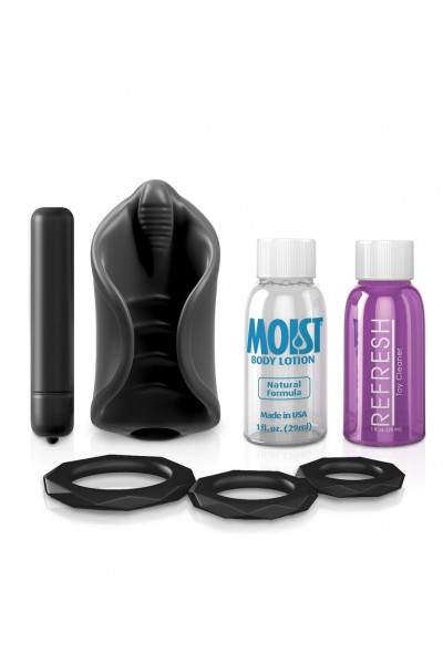 Чёрный мастурбатор Vibrating Silicone Stimulator с вибрацией