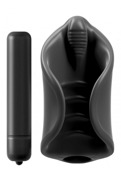 Чёрный мастурбатор Vibrating Silicone Stimulator с вибрацией