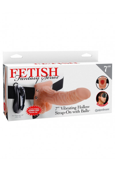 Полый страпон с креплением Vibrating Hollow Strap-On with Balls - 18,9 см.