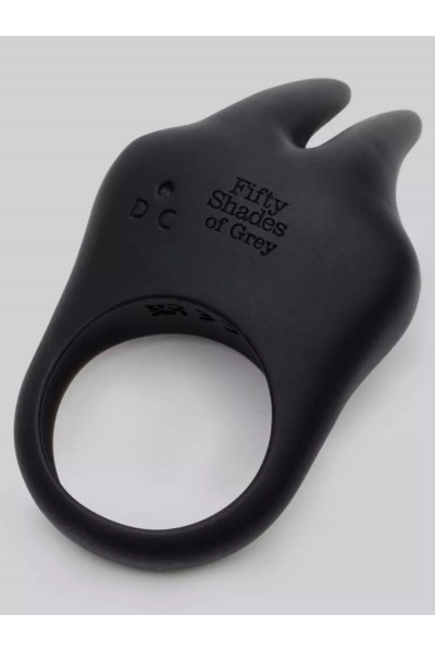 Черное эрекционное виброкольцо Sensation Rechargeable Vibrating Rabbit Love Ring