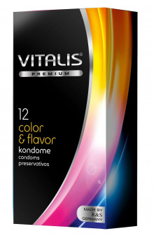 Цветные ароматизированные презервативы VITALIS PREMIUM color   flavor - 12 шт.