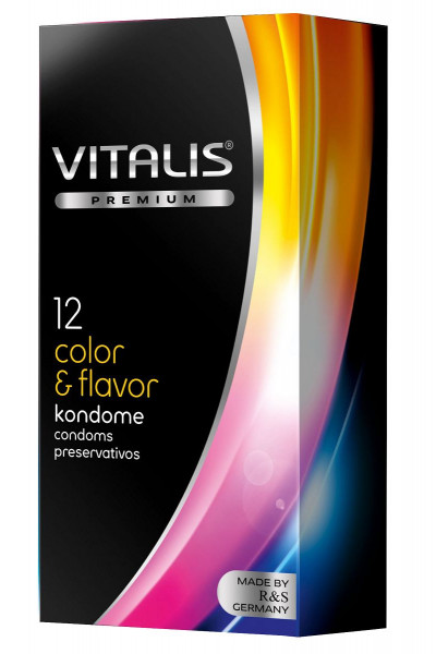 Цветные ароматизированные презервативы VITALIS PREMIUM color   flavor - 12 шт.