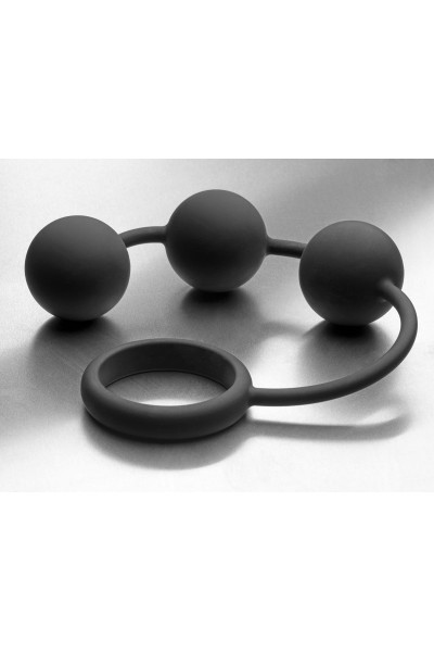 Анальные шарики Tom of Finland Silicone Cock Ring with 3 Weighted Balls