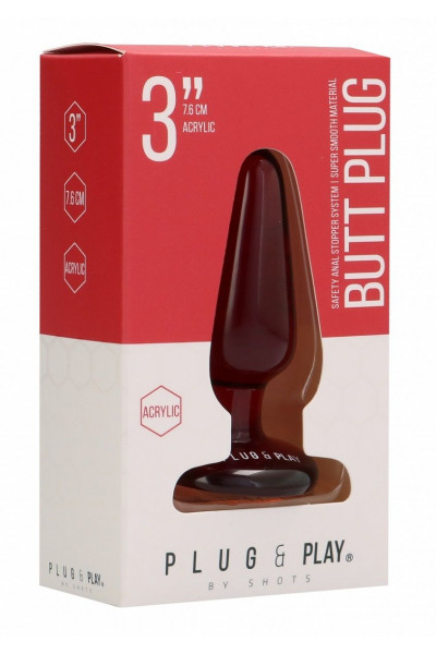 Красная анальная пробка Butt Plug Basic 3 Inch - 7,6 см.