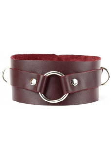 Бордовый широкий ошейник с кольцом Maroon Collar