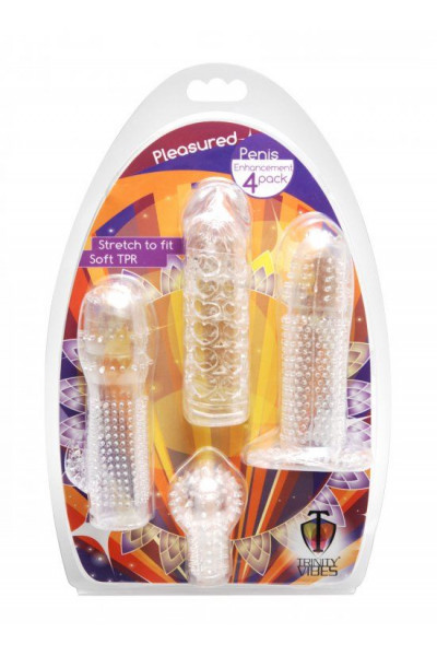 Набор из 4 насадок на член Pleasured Penis Enhancement Sleeve 4 Pack